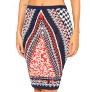 Jealous Tomato Pencil Skirt Red Black White Knit Size M EUC